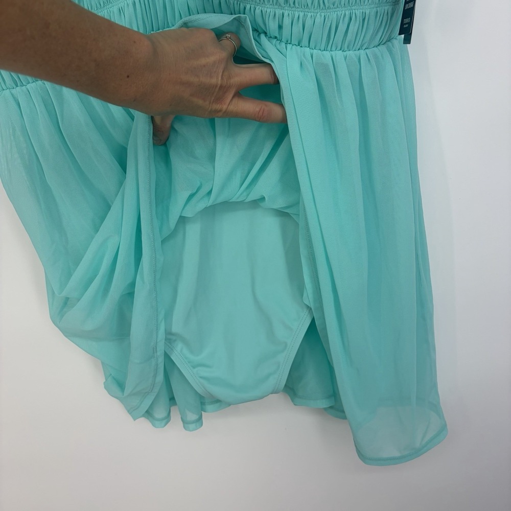 Torrid Swimsuit Sz 1-DD/F Mesh Overlay Swim Dress Aruba Blue Beach Resort Boho - Picture 3 of 11